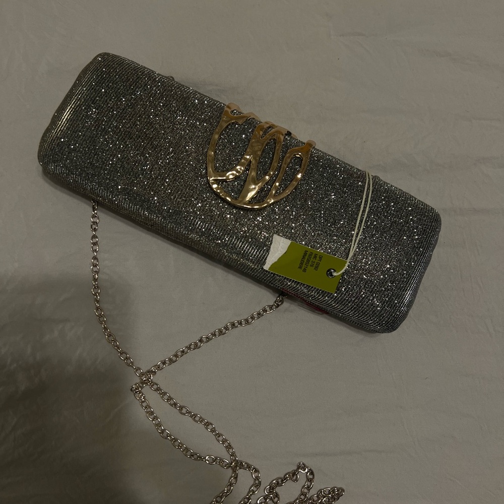 New Gianni Bini Elegant Silver Clutch Bag